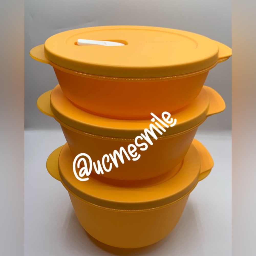 Tupperware CrystalWave Mango Nesting Round Bowl Set